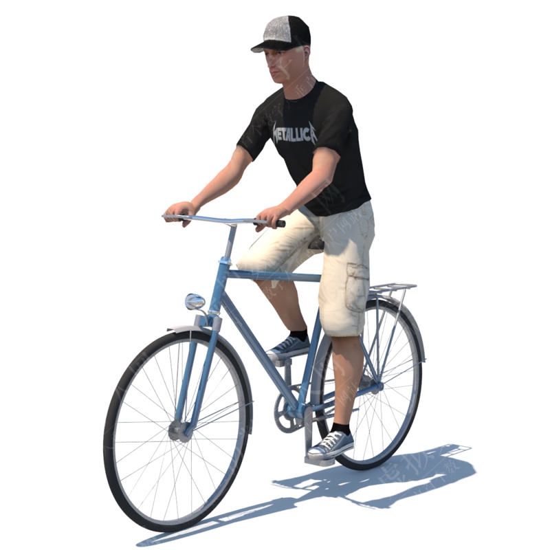 3D虚拟数字人动画模型骑自行车的人