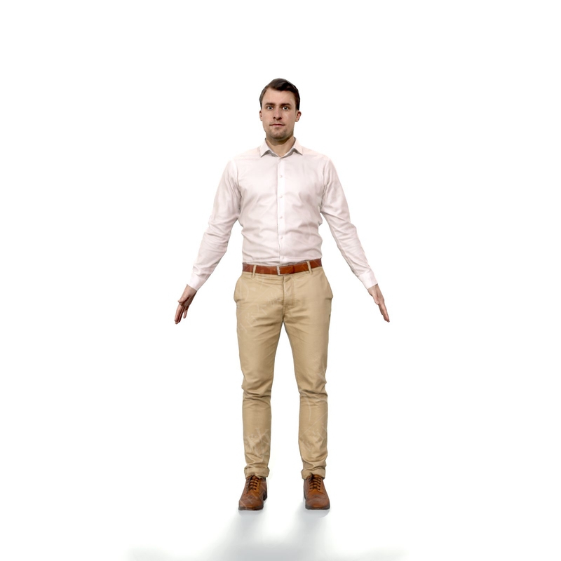 白色衬衫男性虚拟数字人模型