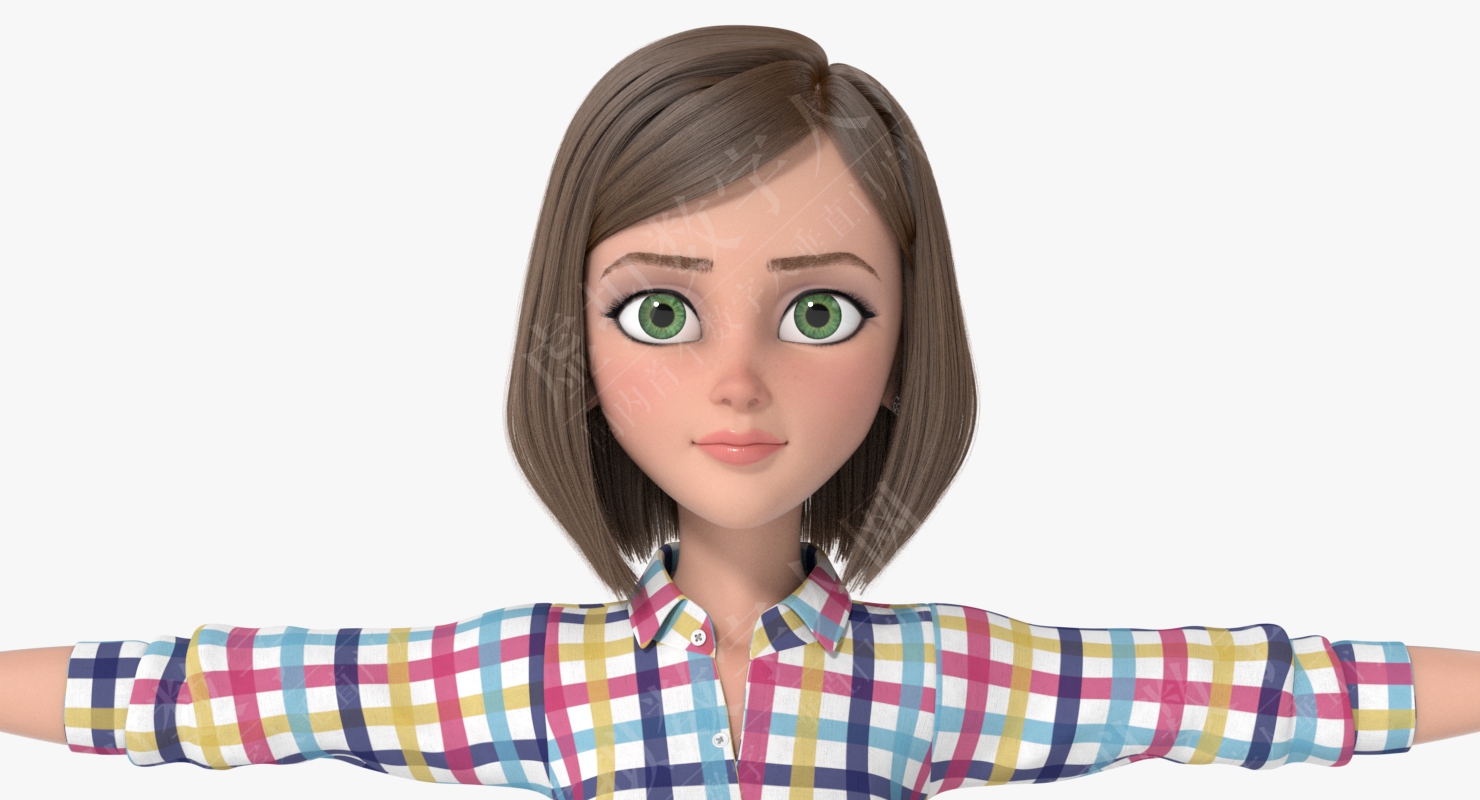 卡通女孩女人沙龙3D Maya虚拟数字人模型 Arnold渲染