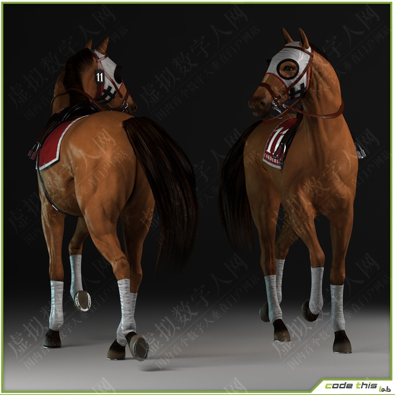 赛马和骑师3D数字人模型