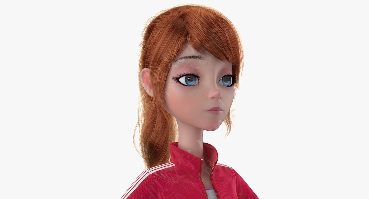 3D卡通女孩操纵虚拟数字人模型