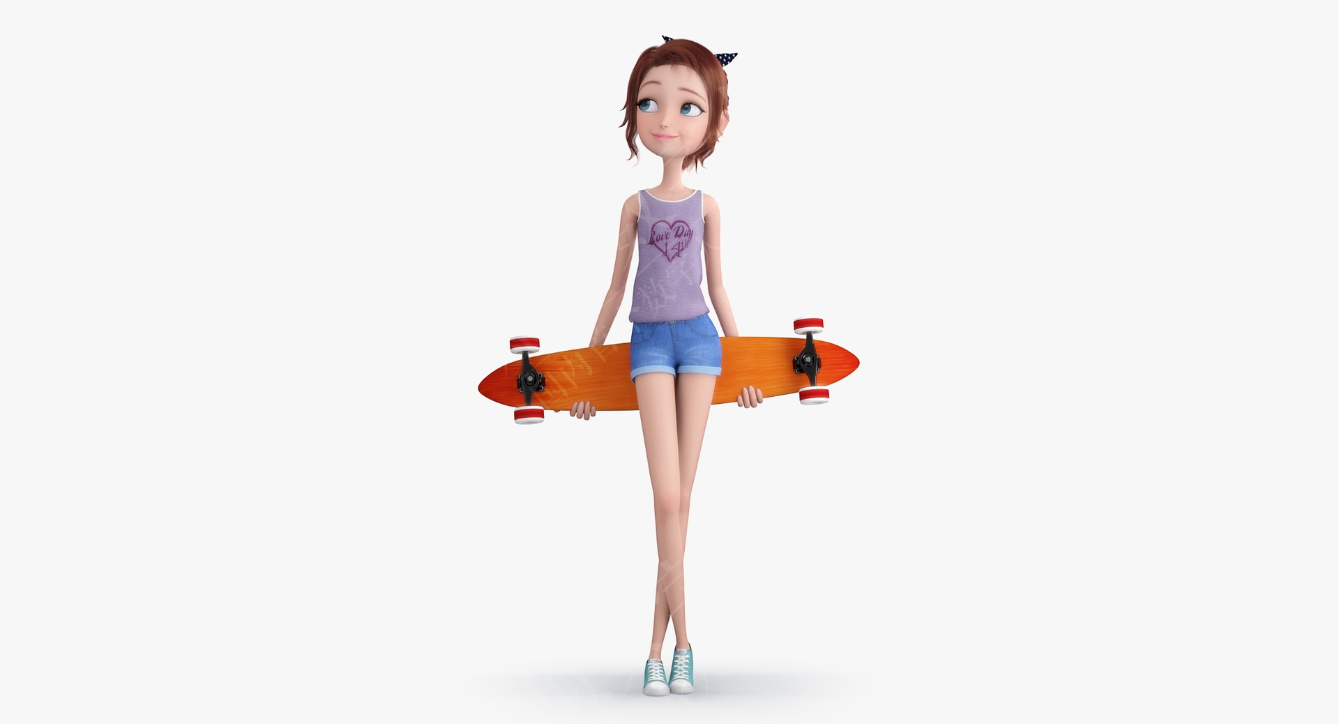 卡通女孩 Rigged 3D虚拟人模型