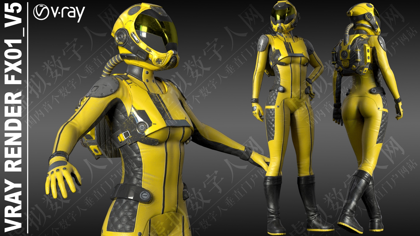 3D虚拟数字人 FX01女科幻服装