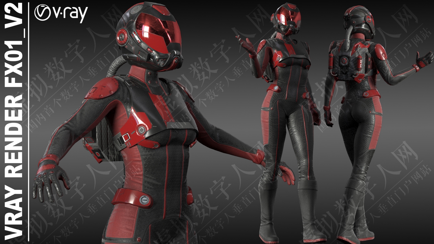 3D虚拟数字人 FX01女科幻服装