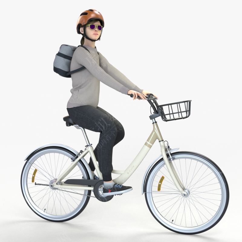 骑自行车的骑自行车者（5姿势）3D虚拟人