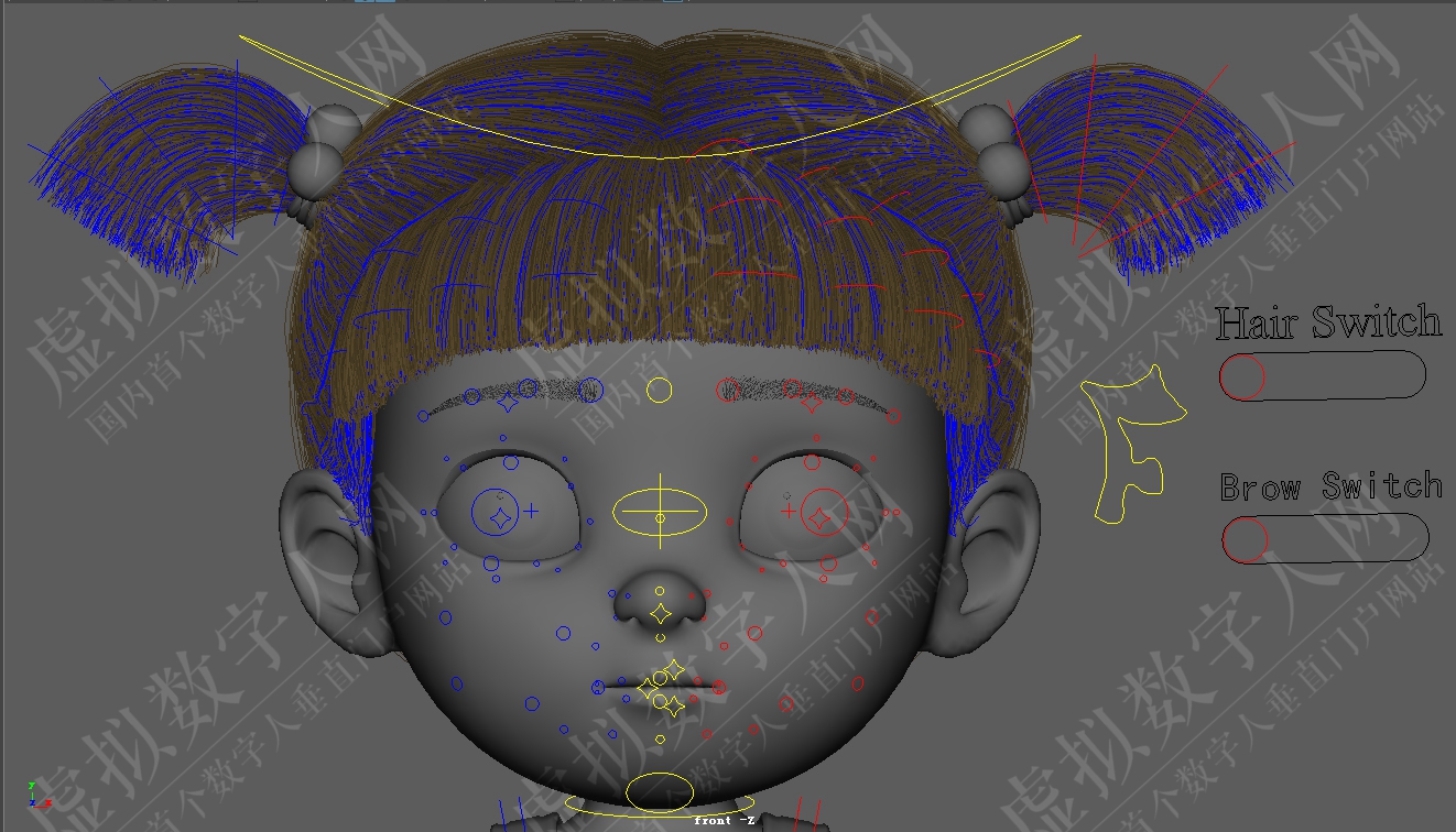 3D数字人模型卡通可爱女孩操纵