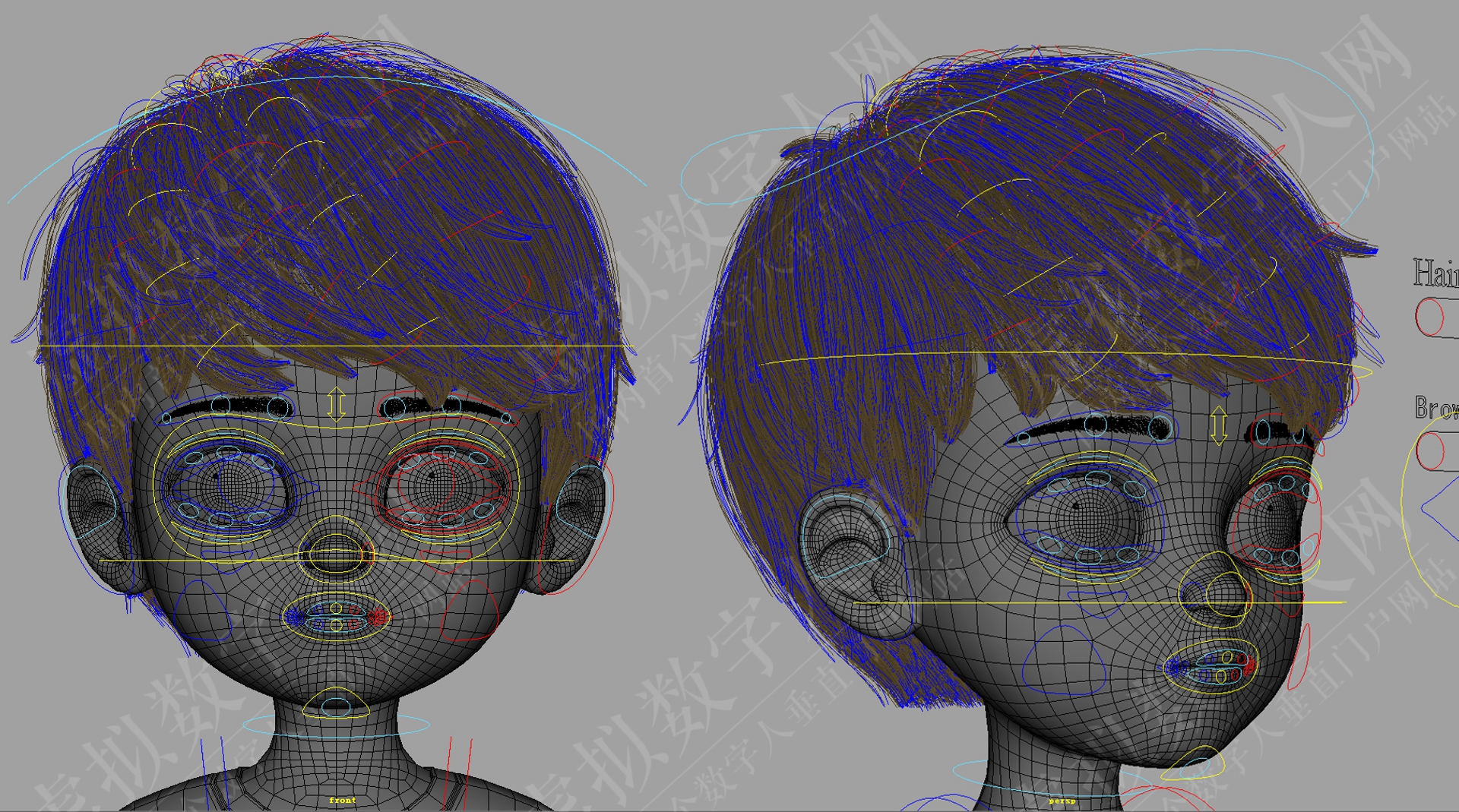 3D虚拟人卡通男孩操纵模型