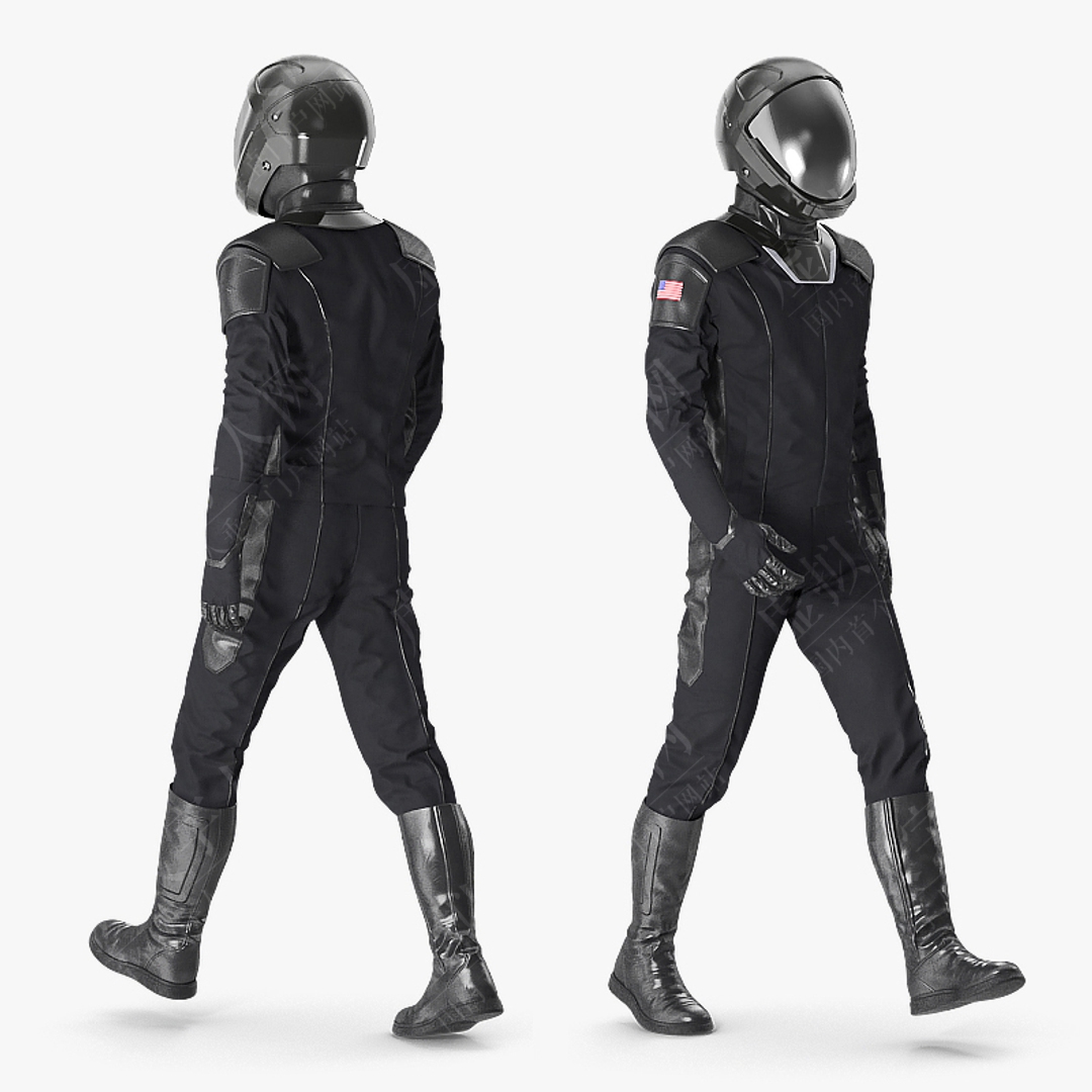 3D Sci FI宇航员西装黑色装修的Cinema 4D 虚拟数字人