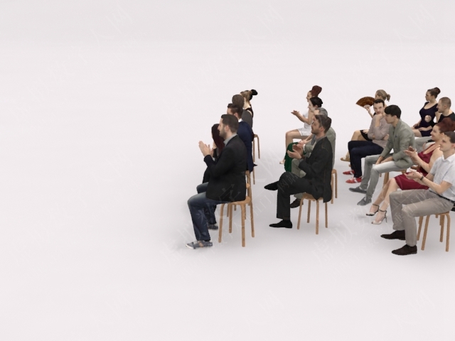 20倍低poly休闲优雅的坐姿男人人群人群3D虚拟数字人