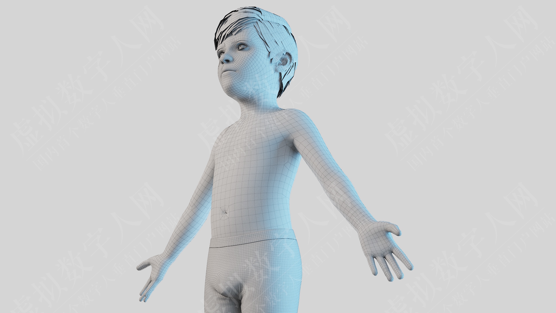 女孩和男孩儿童解剖3D数字人模型