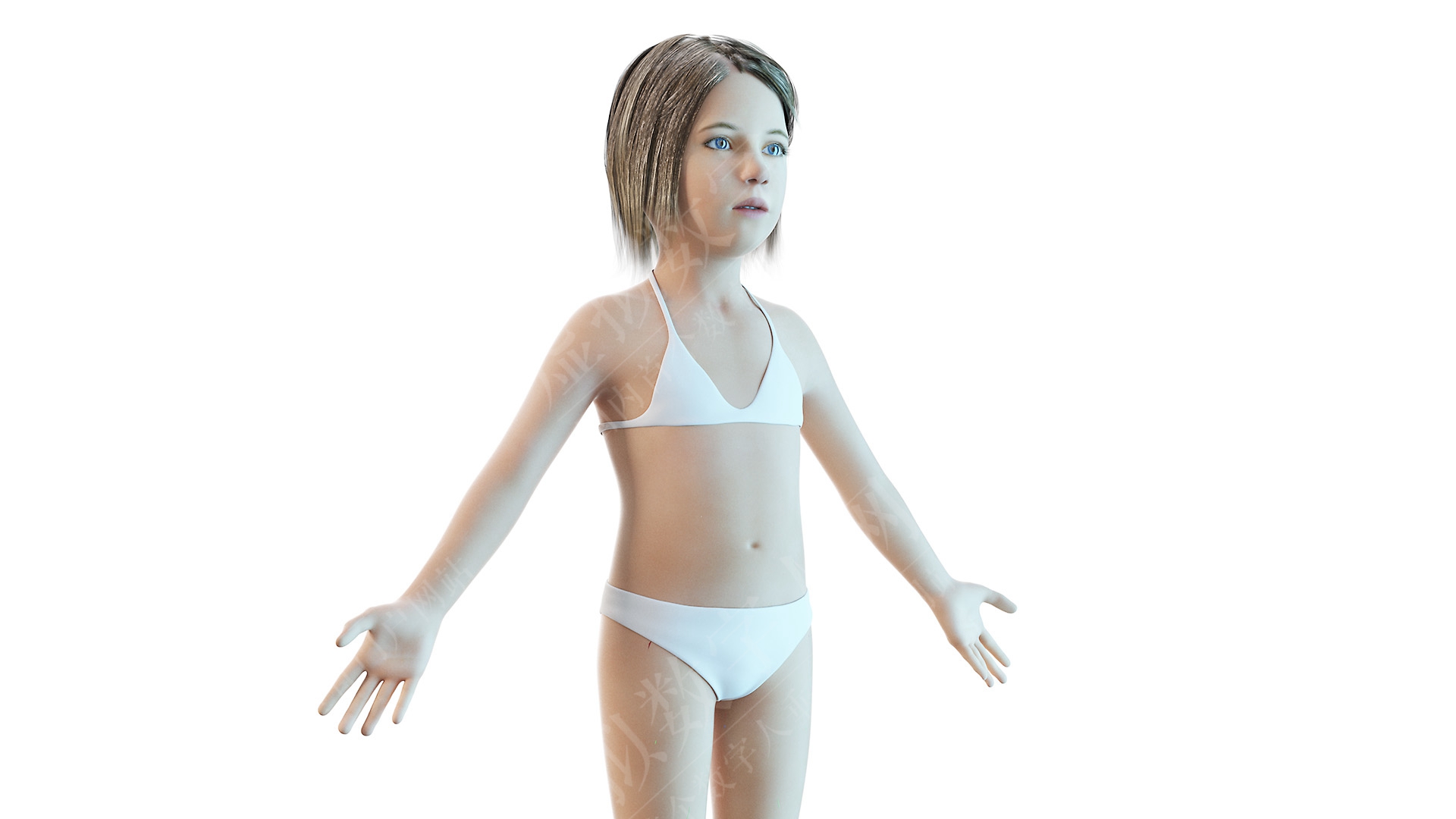 女孩和男孩儿童解剖3D数字人模型
