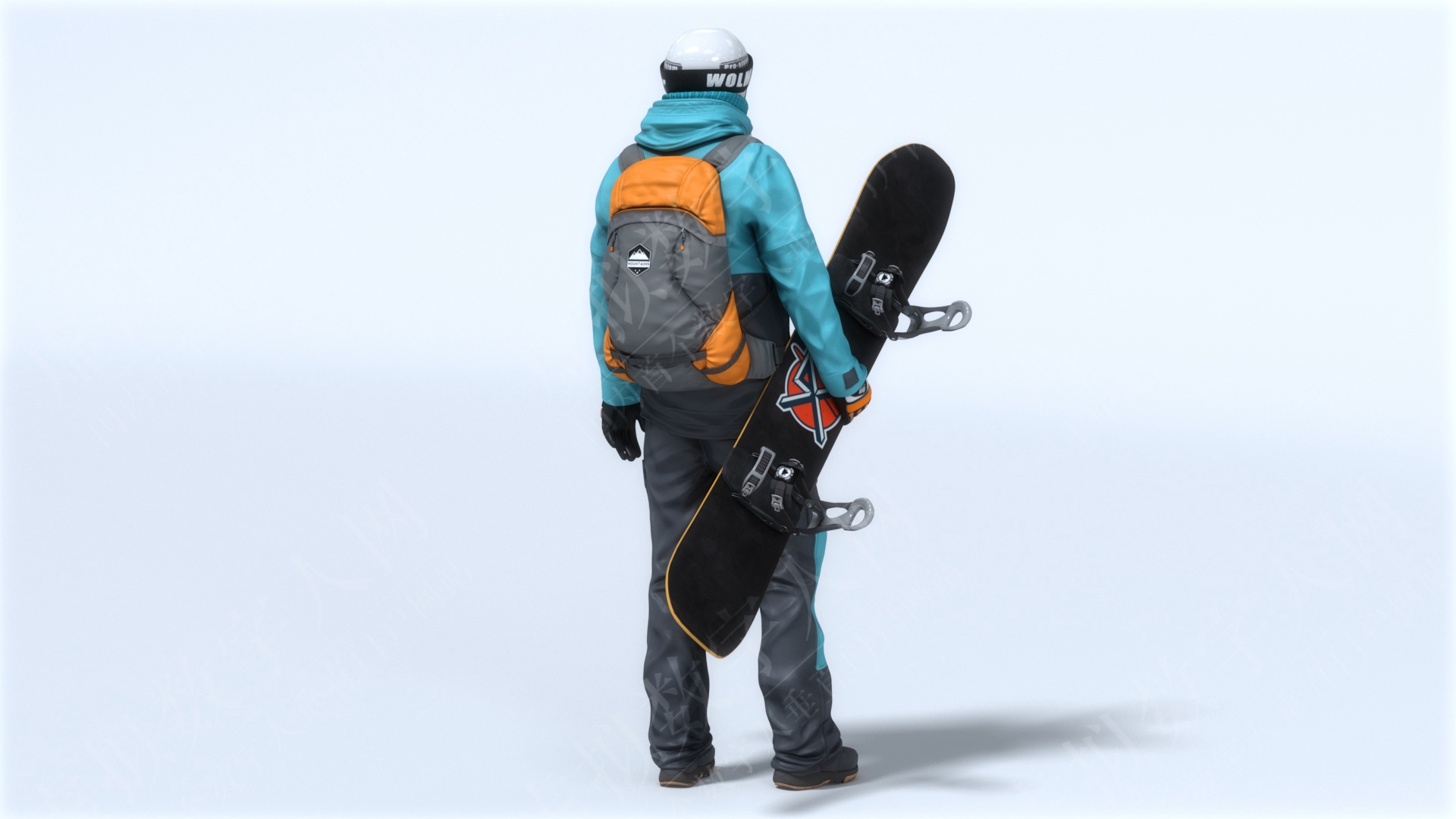 男性滑雪者动画3D数字人模型