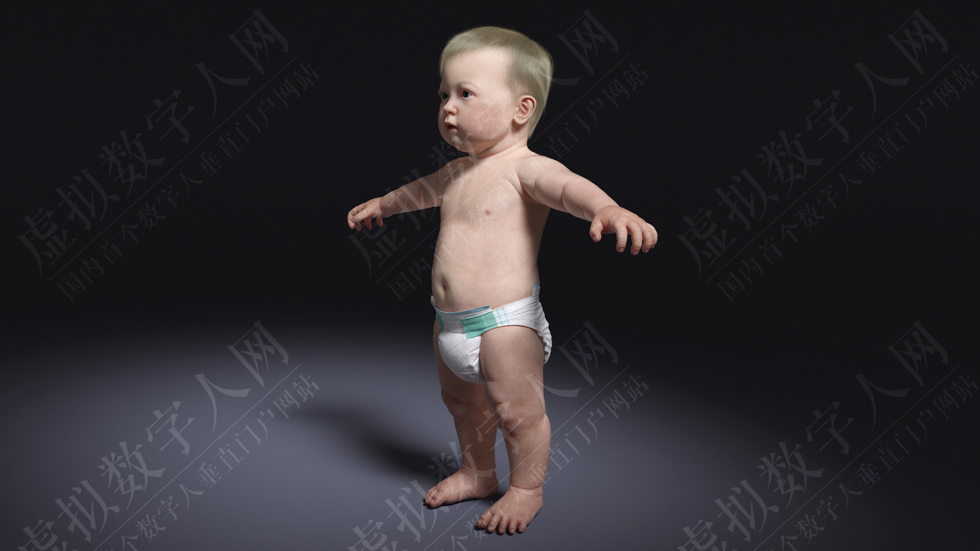 3D虚拟数字人婴儿没有绑定