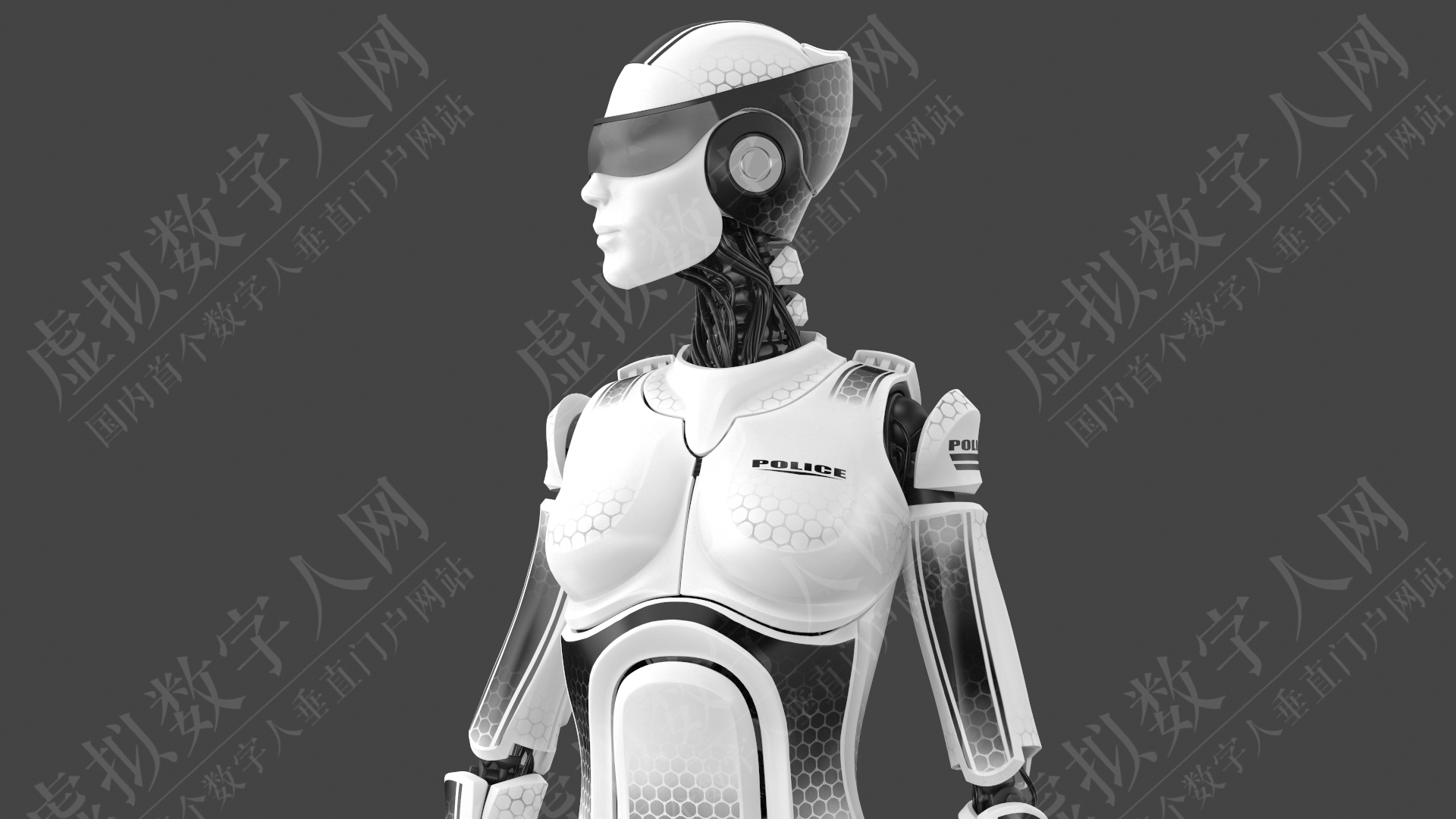女机器人警察 Rig 3D数字人模型
