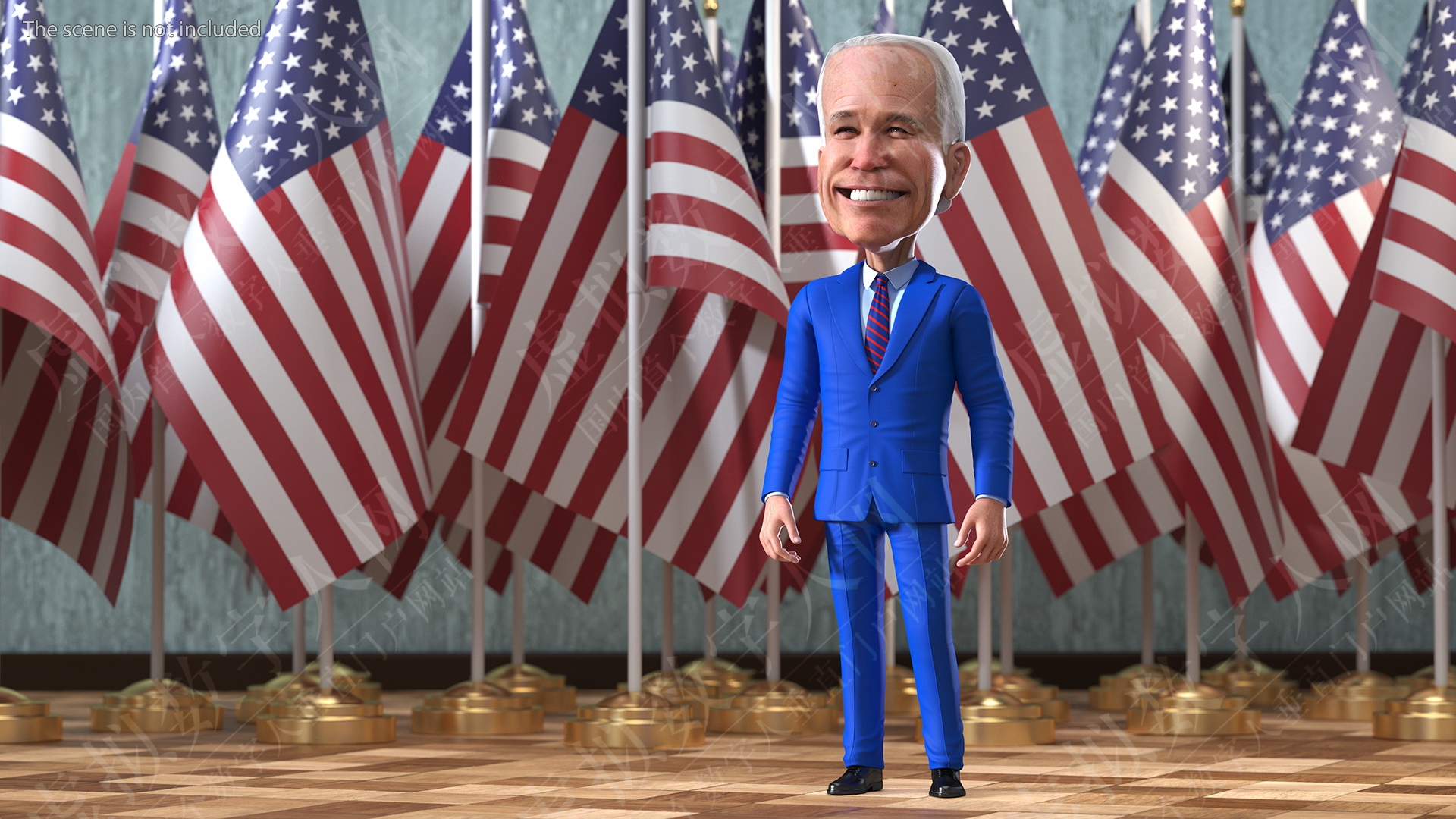 卡通乔·拜登（Joe Biden）Rigged 3D虚拟数字人