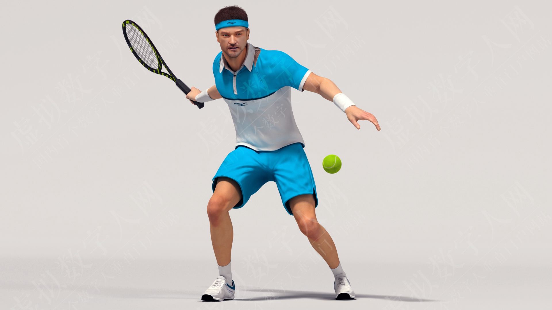3D虚拟数字人模型男网球运动员动画