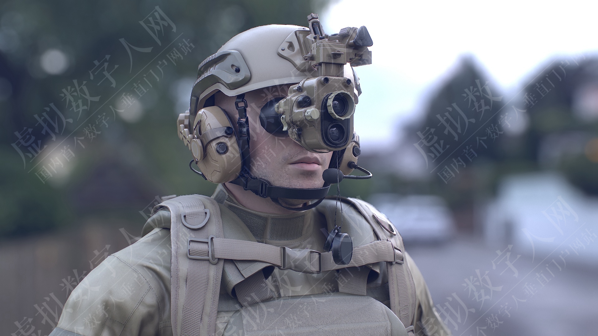 3D士兵制服带设备虚拟数字人