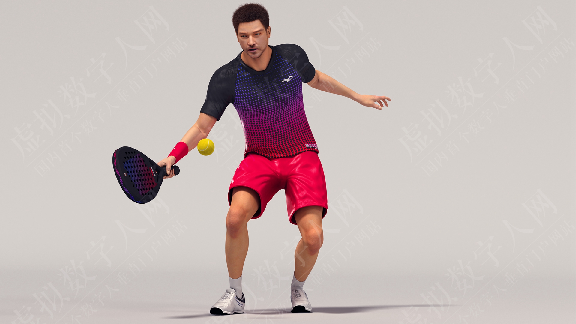 男性网球运动员动画HQ3D数字人模型