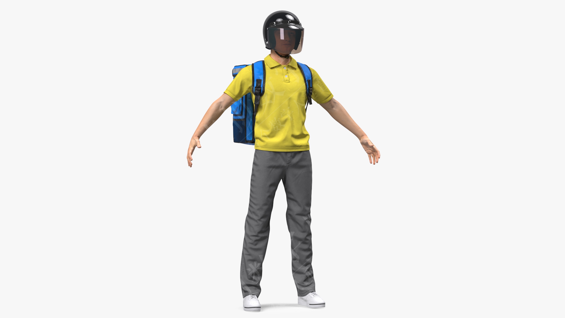 送货员戴头盔Rigged 3D数字人模型