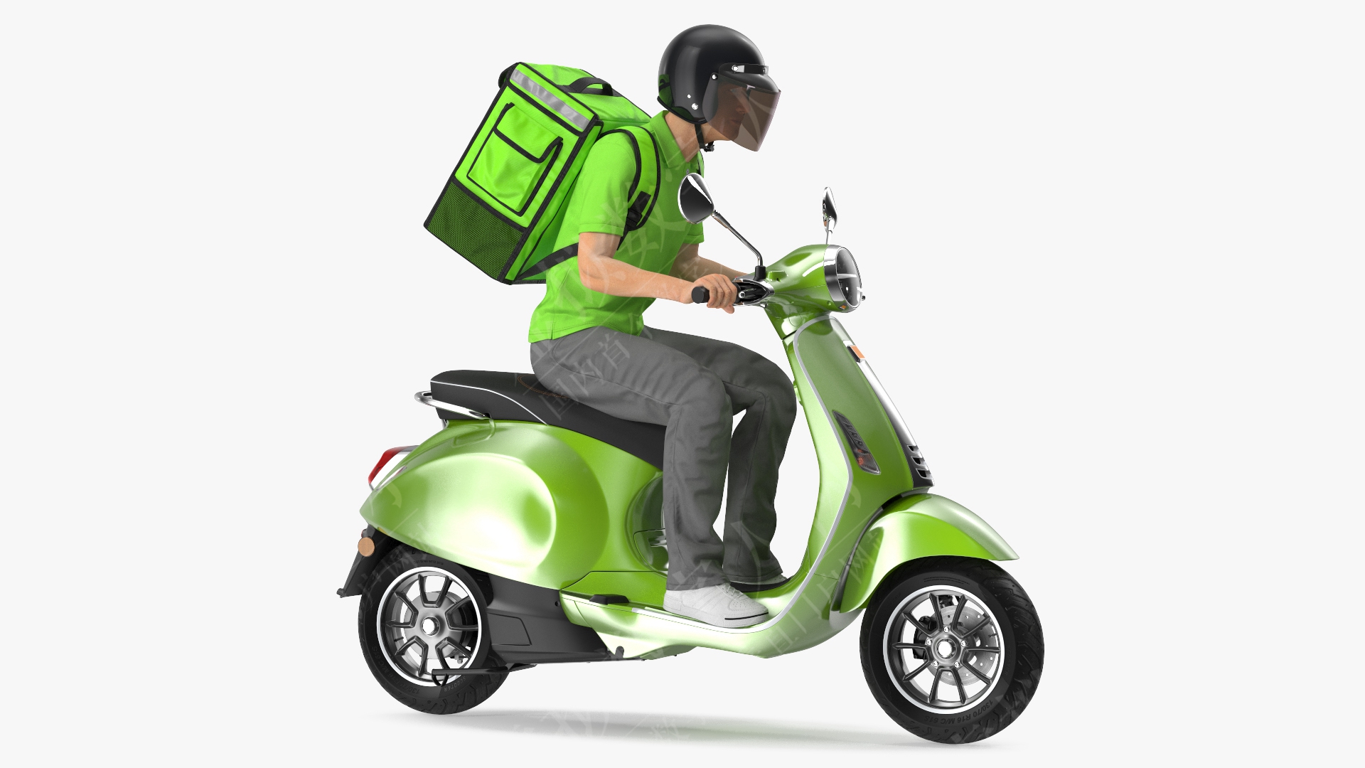 3D送货员骑踏板车虚拟人模型