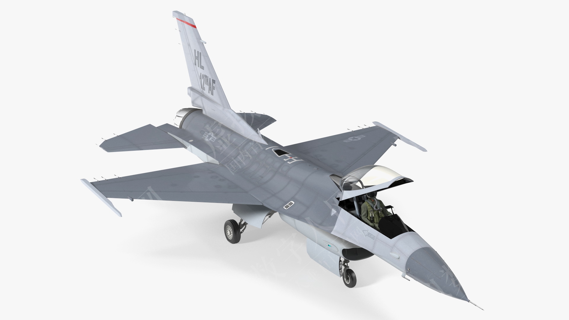3D战斗机F16战斗猎鹰美国空军与飞行员Rigged的模型