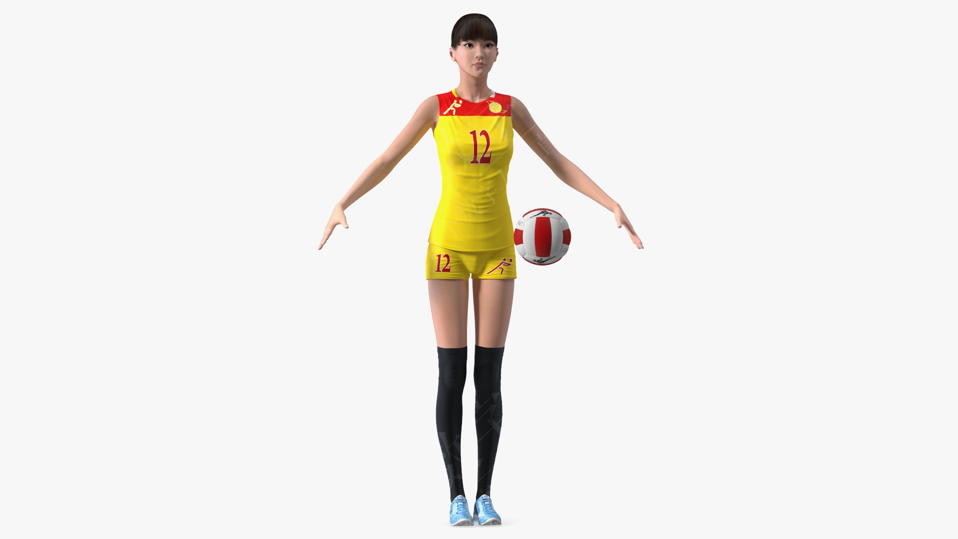 3D年轻中国女子排球运动员虚拟数字人