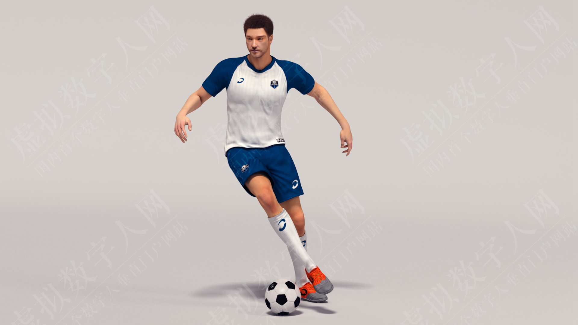 3D数字人男足球运动员动画
