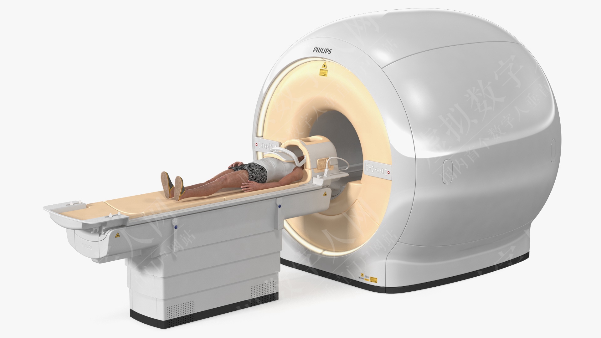 飞利浦核磁共振扫描仪与病人Rigged的3D模型