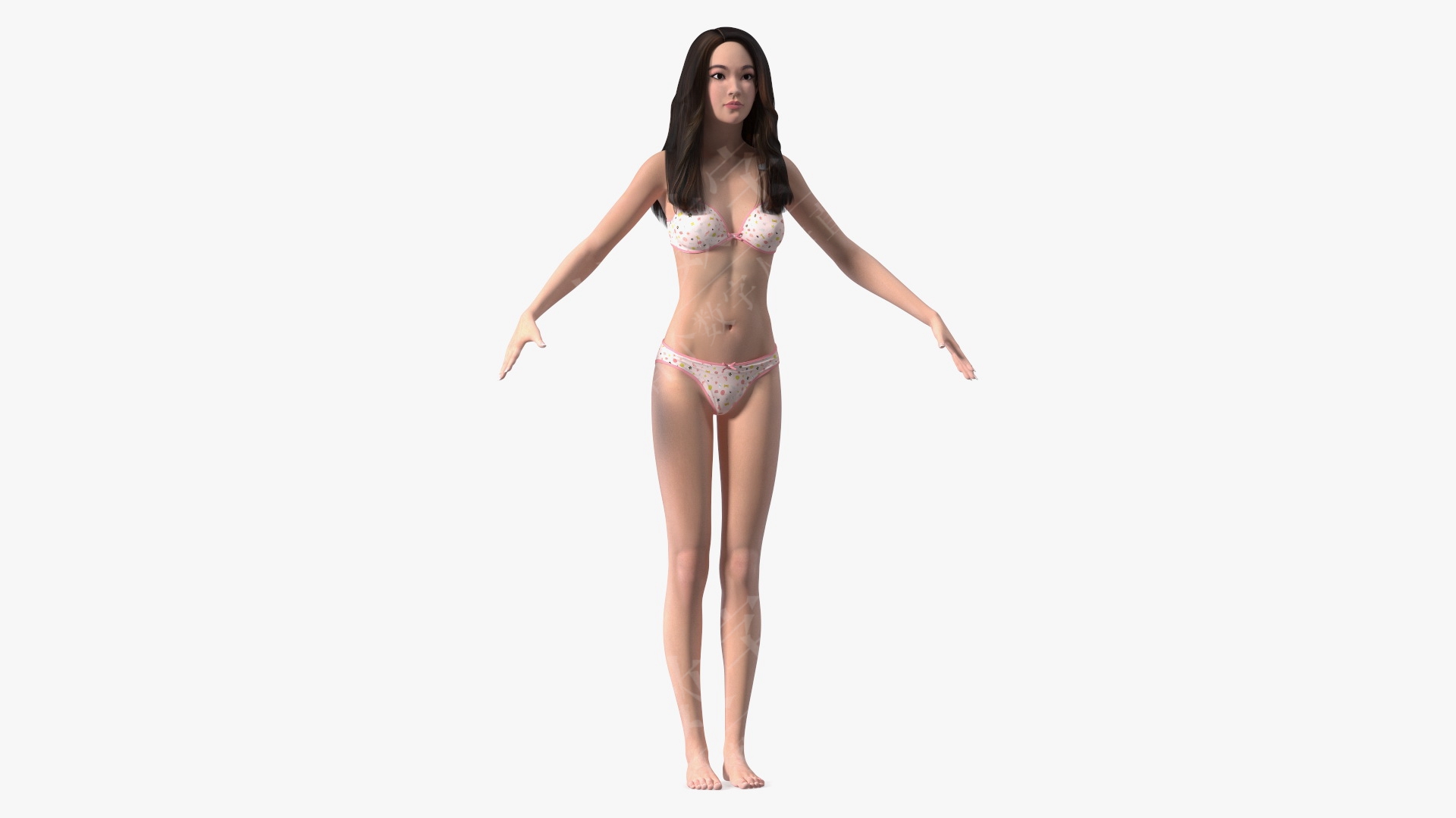 中国女性内衣虚拟数字人模型 Rigged Maya 3D model