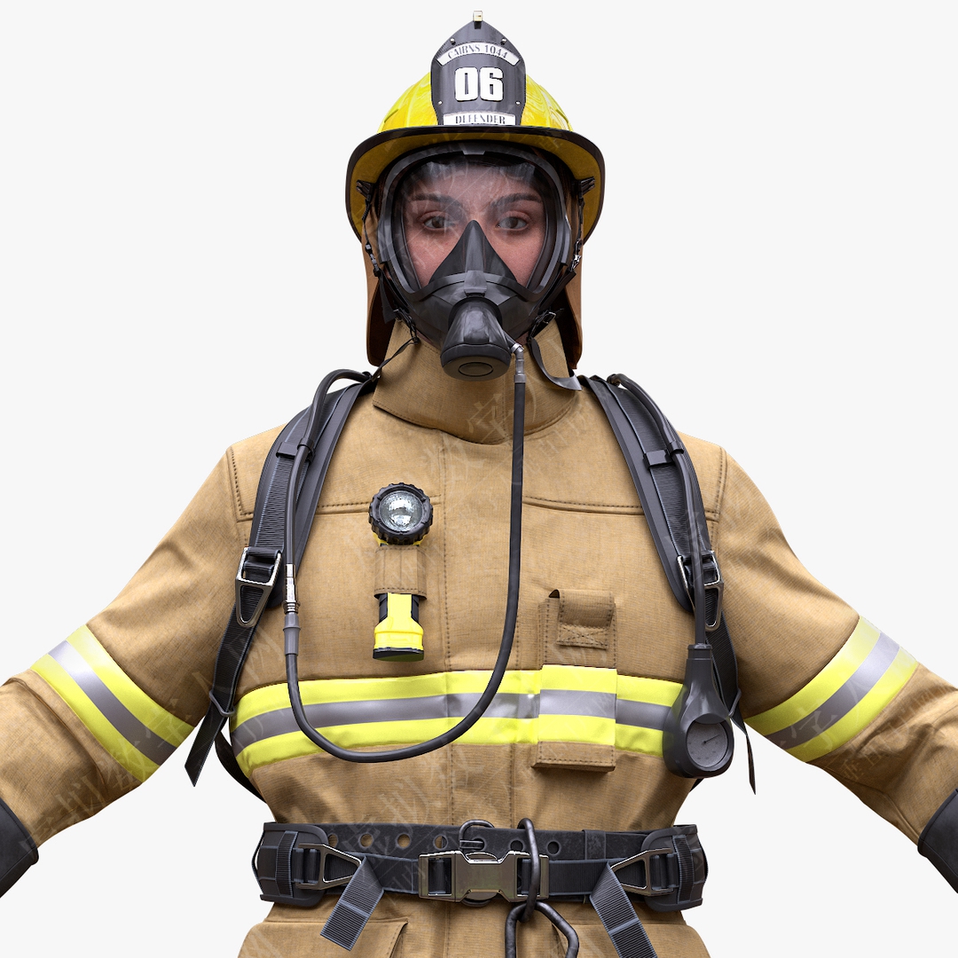 3D虚拟数字人女性消防员模型
