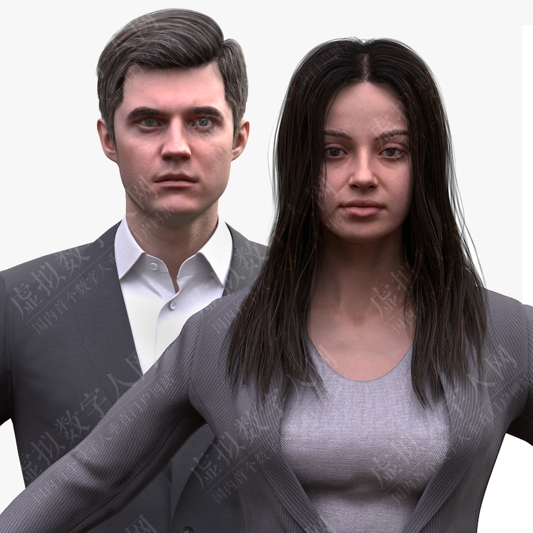 女人和男人 - 西服虚拟数字人模型