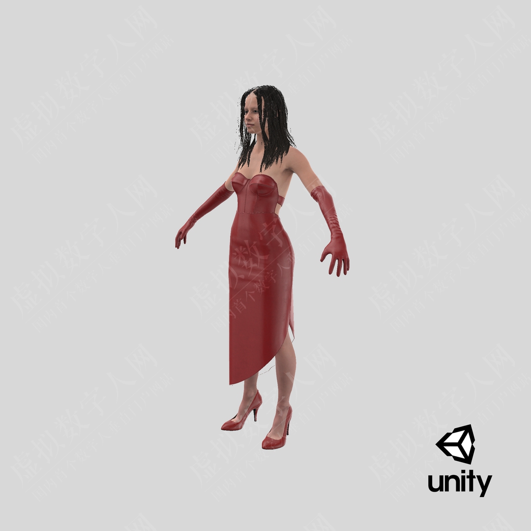女人-晚上服装3D数字人模型