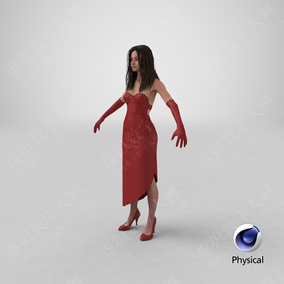 女人-晚上服装3D数字人模型