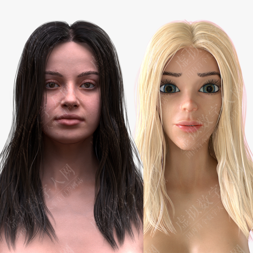 逼真的卡通女人3D虚拟数字人模型