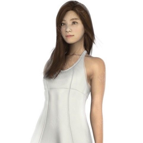 3D亚洲女人穿着虚拟数字人模型