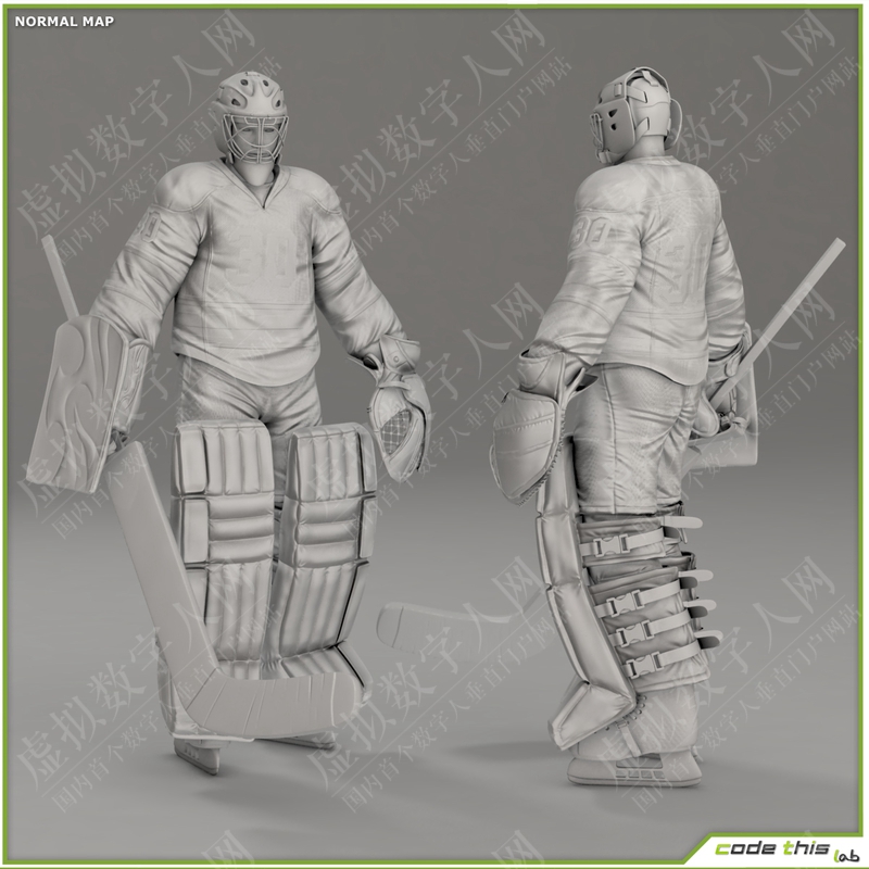 曲棍球运动员和曲棍球守门员3D数字人模型