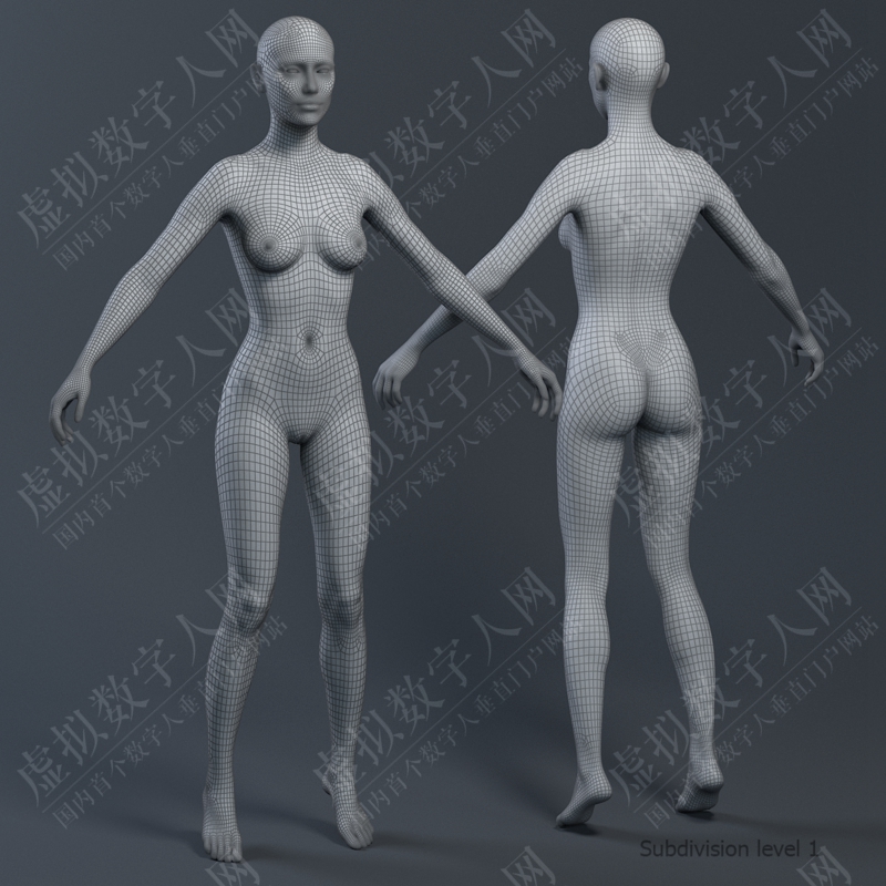 梅尔女性3D Zbrush数字人模型