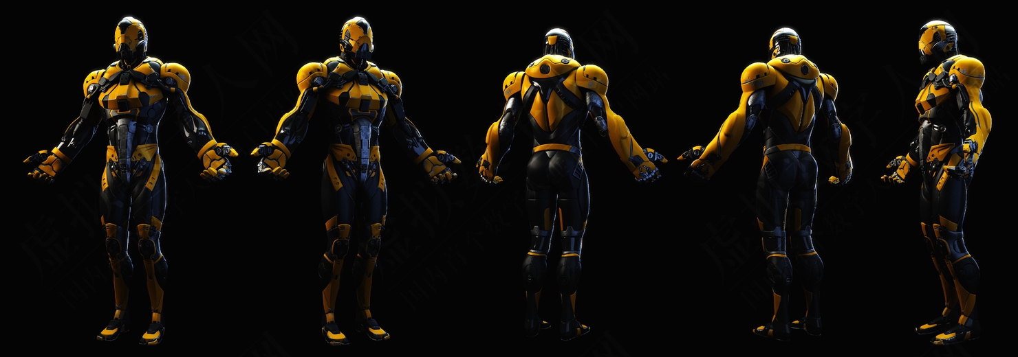 黄色机器人3D数字人模型