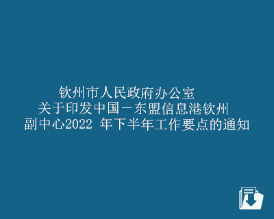 【下载】中国－东盟信息港钦州副中心 2022 年下半年工作要点